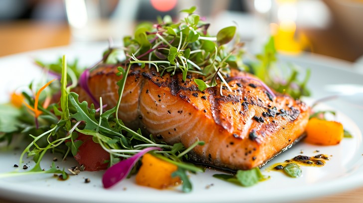 Dinner plate finished with microgreens