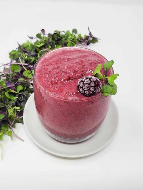 Berry smoothie snack with microgreens
